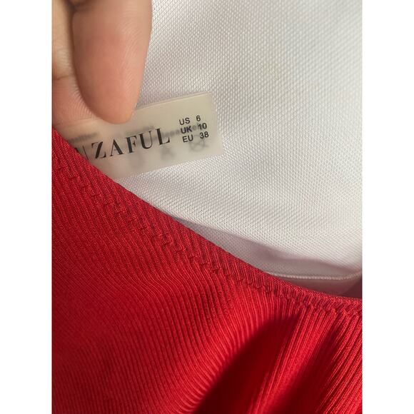 NEW Zaful V Wired High Cut Ribbed Low Back One Piece Swimsuit Size 6 Cherry Red - Picture 6 of 8